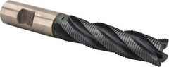 Hertel - 3/4" Diam, Fine Pitch, 3" LOC, 4 Flute Cobalt Roughing Square End Mill - TiCN Finish, 5-1/4" OAL, 3/4" Shank Diam, Single End, Centercutting, 30° Helix - Eagle Tool & Supply