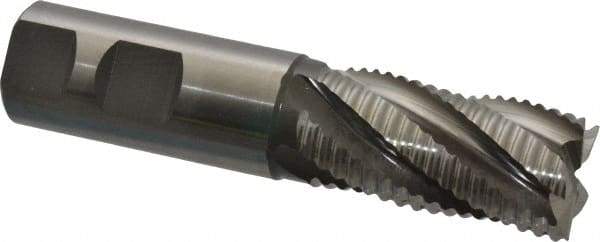 Hertel - 1" Diam, Coarse Pitch, 2" LOC, 5 Flute Cobalt Roughing Square End Mill - Uncoated, 4-1/2" OAL, 1" Shank Diam, Single End, Centercutting, 30° Helix - Eagle Tool & Supply