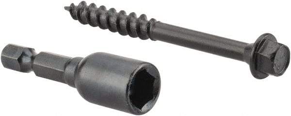 Value Collection - 1/4", 2-1/2" OAL, Hex Head Wood Screw - Steel - Eagle Tool & Supply