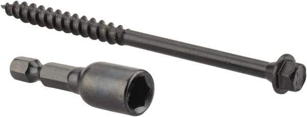 Value Collection - 1/4", 4" OAL, Hex Head Wood Screw - Steel - Eagle Tool & Supply