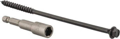 Value Collection - 1/4", 6" OAL, Hex Head Wood Screw - Steel - Eagle Tool & Supply