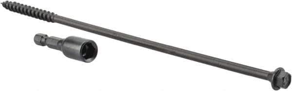 Value Collection - 1/4", 8" OAL, Hex Head Wood Screw - Steel - Eagle Tool & Supply