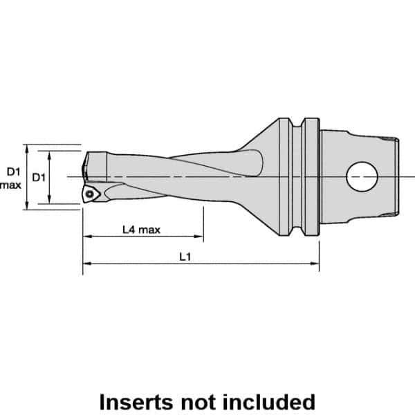 Kennametal - 101.6mm Max Drill Depth, 2xD, 50.8mm Diam, Indexable Insert Drill - 2 Inserts, 50mm Shank Diam, KM50 Modular Connection Shank - Eagle Tool & Supply