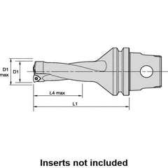 Kennametal - 101.6mm Max Drill Depth, 2xD, 50.8mm Diam, Indexable Insert Drill - 2 Inserts, 50mm Shank Diam, KM50 Modular Connection Shank - Eagle Tool & Supply
