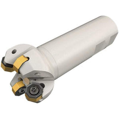 Iscar - 45° Lead Angle, 1.909" Max Cut Diam, 1-1/2" Min Cut Diam, 0.138" Max Depth of Cut, Indexable Chamfer and Angle End Mill - 4 Inserts, O/RXMT, ON.U, S845 SN.U Insert Style, 4-1/2" Overall Length, Through Coolant, Straight Shank - Eagle Tool & Supply