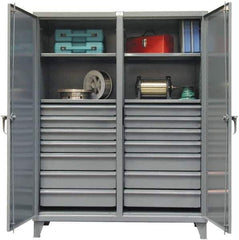 Strong Hold - 4 Shelf 14 Bin Locking Storage Cabinet - Steel, 60" Wide x 24" Deep x 78" High, Dark Gray - Eagle Tool & Supply