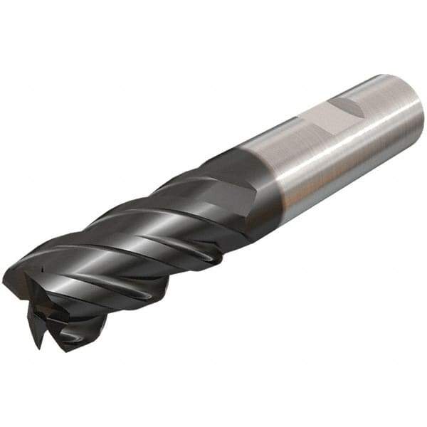 Iscar - 5mm, 14mm LOC, 5mm Shank Diam, 50mm OAL, 4 Flute, Solid Carbide Square End Mill - Single End, TiAlN Finish, Spiral Flute, 45° Helix, Right Hand Cut, Right Hand Flute - Eagle Tool & Supply