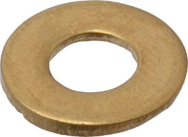 Value Collection - #8 Screw, Brass Standard Flat Washer - 0.172" ID x 7/16" OD, 0.032" Thick, Plain Finish - Eagle Tool & Supply
