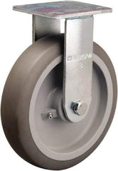 Hamilton - 8" Diam x 2" Wide x 9-1/2" OAH Top Plate Mount Rigid Caster - Rubber Mold on Polyolefin, 500 Lb Capacity, Straight Roller Bearing, 4 x 4-1/2" Plate - Eagle Tool & Supply