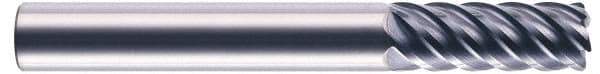 RobbJack - 7/16", 6 Flute, Single End, Solid Carbide, 0.04" Corner Radius End Mill - 4" OAL, 45° Helix, Right Hand Flute, 1-1/8" LOC, Right Hand Cut - Eagle Tool & Supply