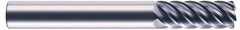 RobbJack - 5/8", 6 Flute, Single End, Solid Carbide, 0.04" Corner Radius End Mill - 6" OAL, 45° Helix, Right Hand Flute, 1-5/8" LOC, Right Hand Cut - Eagle Tool & Supply