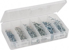 Value Collection - 100 Piece, 1/4 to 3/4" Pin Diam, Locking Cotter Pin Assortment - Spring Wire - Eagle Tool & Supply