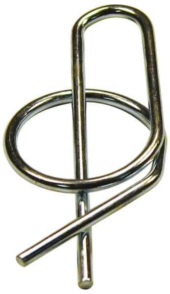 Value Collection - 1/4" Shaft Diam, 0.936" Long, 0.054" Wire Diam, Locking Cotter Pin - 0.26 to 0.27" Ring Diam, RC 60-70 Spring Steel, Zinc-Plated Finish - Eagle Tool & Supply