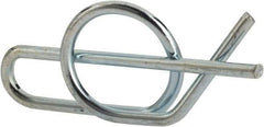 Value Collection - 3/8" Shaft Diam, 1.214" Long, 0.054" Wire Diam, Locking Cotter Pin - 0.382 to 0.392" Ring Diam, RC 60-70 Spring Steel, Zinc-Plated Finish - Eagle Tool & Supply