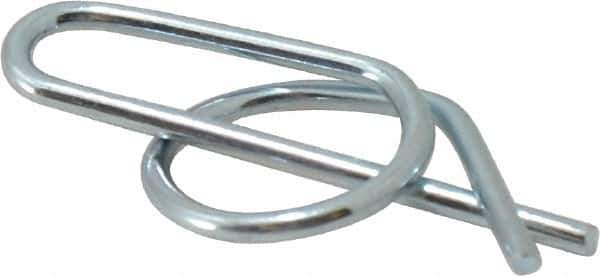 Value Collection - 1/2" Shaft Diam, 1.456" Long, 0.072" Wire Diam, Locking Cotter Pin - 0.51 to 0.52" Ring Diam, RC 60-70 Spring Steel, Zinc-Plated Finish - Eagle Tool & Supply