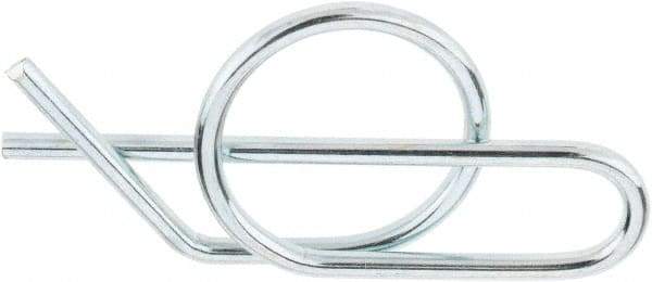 Value Collection - 5/8" Shaft Diam, 1.69" Long, 0.072" Wire Diam, Locking Cotter Pin - 0.635 to 0.645" Ring Diam, RC 60-70 Spring Steel, Zinc-Plated Finish - Eagle Tool & Supply
