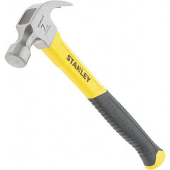 Stanley - 7 oz Head, Straight Rip Claw Hammer - 11.81" OAL, Steel Head, 0.91" Face Diam, Smooth Face, Fiberglass Handle with Rubber Grip - Eagle Tool & Supply