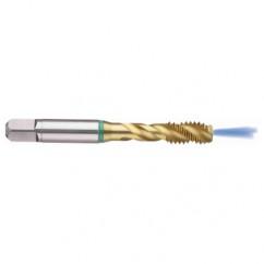 M12x1.75 6H 3-Flute Cobalt Green Ring Semi-Bottoming 40 degree Spiral Flute Tap-TiN - Eagle Tool & Supply