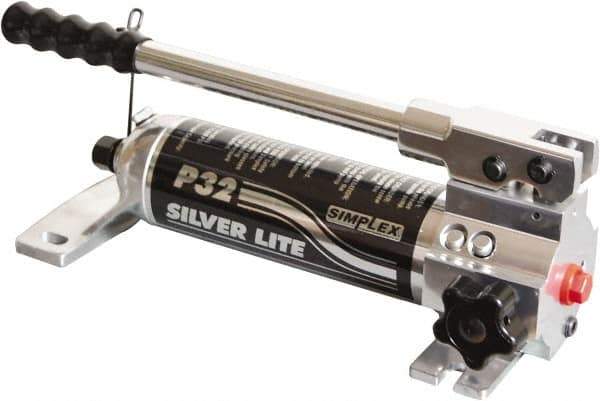 TK Simplex - 2 Stage, 3.19" Piston Diam, 3/8 NPTF, 0.43 & 0.06 Cu In Per Stroke, Manual Hydraulic Pump - 30 Cu In Reservoir, 200 psi First Stage, 10,000 psi Second Stage - Eagle Tool & Supply