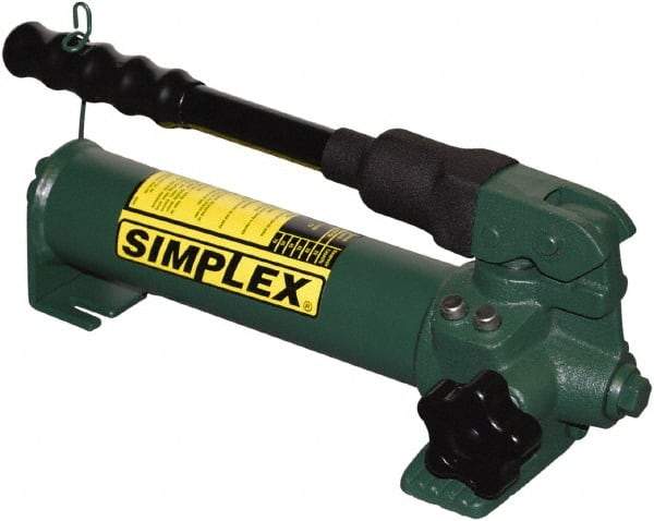 TK Simplex - 2 Stage, 1-1/2" Piston Diam, 3/8 NPTF, 0.23 & 0.06 Cu In Per Stroke, Manual Hydraulic Pump - 20 Cu In Reservoir, 200 psi First Stage, 2,850 psi Second Stage - Eagle Tool & Supply