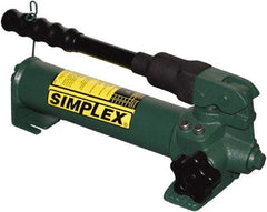 TK Simplex - 2 Stage, 1-1/2" Piston Diam, 3/8 NPTF, 0.23 & 0.06 Cu In Per Stroke, Manual Hydraulic Pump - 20 Cu In Reservoir, 200 psi First Stage, 2,850 psi Second Stage - Eagle Tool & Supply