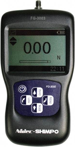 SHIMPO - 1 kgf Capacity, 0.001 kgf Resolution, Aluminum, Digital Tension & Compression Force Gage - Accurate Up to 0.3% (Full Scale) - Eagle Tool & Supply