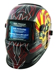 #41283 - Solar Powered Welding Helment; Black with Skull and Pipewrench Graphics - Eagle Tool & Supply