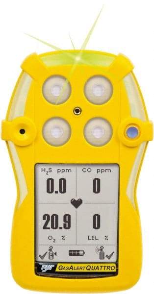 BW Technologies by Honeywell - Visual, Vibration & Audible Alarm, LCD Display, Single Gas Detector - Monitors Oxygen, -20 to 50°C Working Temp - Eagle Tool & Supply