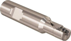 Seco - 1/2" Cut Diam, 9mm Max Depth of Cut, 5/8" Shank Diam, 58.4mm OAL, Indexable Square Shoulder Slot Milling End Mill - Weldon Shank, 90° Lead Angle, Through Coolant, Series R217.69 - Eagle Tool & Supply