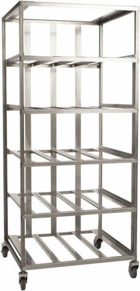Marlin Steel Wire Products - 21-21/32" Wide x 30-1/2" Long x 12-1/4" High Storage Rack Cart - 4 Shelf, 4 Slot, Stainless Steel, 4 Swivel Casters - Eagle Tool & Supply