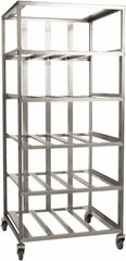 Marlin Steel Wire Products - 21-21/32" Wide x 30-1/2" Long x 12-1/4" High Storage Rack Cart - 4 Shelf, 4 Slot, Stainless Steel, 4 Swivel Casters - Eagle Tool & Supply