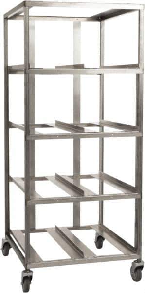 Marlin Steel Wire Products - 21-21/32" Wide x 27" Long x 12-3/4" High Storage Rack Cart - 4 Shelf, 4 Slot, Stainless Steel, 4 Swivel Casters - Eagle Tool & Supply