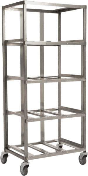 Marlin Steel Wire Products - 24-1/2" Wide x 18-13/32" Long x 12-1/4" High Storage Rack Cart - 4 Shelf, 4 Slot, Stainless Steel, 4 Swivel Casters - Eagle Tool & Supply