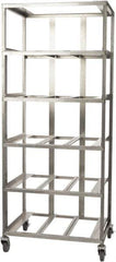 Marlin Steel Wire Products - 21-21/32" Wide x 28-1/2" Long x 12-1/4" High Storage Rack Cart - 5 Shelf, 5 Slot, Stainless Steel, 4 Swivel Casters - Eagle Tool & Supply