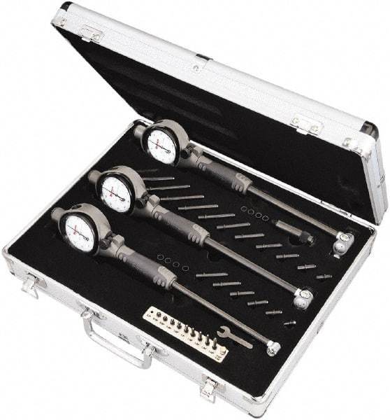 Starrett - 0.7" to 6" Dial Bore Gage Set - 0.0005" Graduation, 6" Gage, Hardened Tool Steel - Eagle Tool & Supply