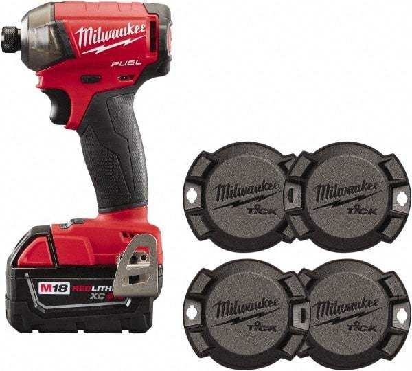 Milwaukee Tool - 18 Volt, 1/4" Drive, 450 In/Lb Torque, Cordless Impact Driver - 3000 RPM, Lithium-Ion Battery Included - Eagle Tool & Supply