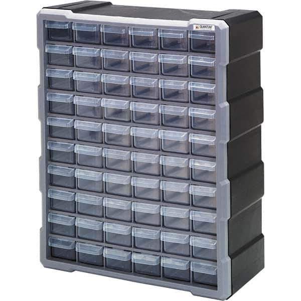 Quantum Storage - 60 Drawer, Small Parts Drawer Cabinet System - 18-3/4" Deep x 6-1/4" Wide x 15" High - Eagle Tool & Supply