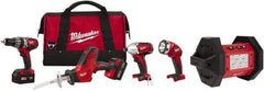 Milwaukee Tool - 18 Volt Cordless Tool Combination Kit - Includes 1/2" Hammer Drill, 1/4" Hex Impact Driver & One-Handed Hackzall Reciprocating Saw, Lithium-Ion Battery Included - Eagle Tool & Supply