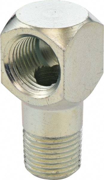 Umeta - 90° Head Angle, 1/8 PTF Steel Grease Fitting Adapter - 1/2" Hex, 1-1/8" Overall Height, Zinc Plated Finish - Eagle Tool & Supply