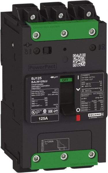 Square D - 20 Amp, 277 VAC, 1 Pole, Panel Mount B-Frame Circuit Breaker - Thermal-Magnetic Trip, 65 kA at 240 V, 35 kA at 277 VAC Breaking Capacity, 14-2/0 AWG - Eagle Tool & Supply