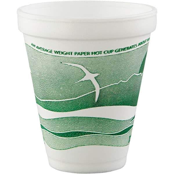 DART - Foam Hot/Cold Foam Drinking Cups, 12 oz - White, Green - Eagle Tool & Supply