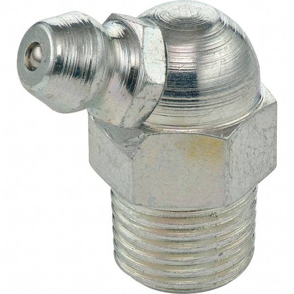 Umeta - 67° Head Angle, 1/8 PTF Stainless Steel Standard Grease Fitting - 7/16" Hex, 0.9531" Overall Height - Eagle Tool & Supply