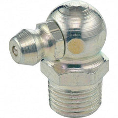 Umeta - 90° Head Angle, 1/8 PTF Stainless Steel Standard Grease Fitting - 7/16" Hex, 7/8" Overall Height - Eagle Tool & Supply