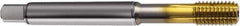 Guhring - M8x1.00 Metric Fine 6HX D7/D8 Thread Limit Bottoming Thread Forming Tap - Powdered Metal High Speed Steel, TiN Finish, 90mm OAL, Right Hand Thread, Series 1729 - Eagle Tool & Supply