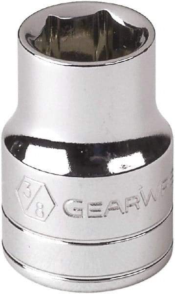 GearWrench - 3/8", 3/8" Drive, Standard Hand Socket - 6 Points, 0.984" OAL, Alloy Steel, Full Polish Finish - Eagle Tool & Supply