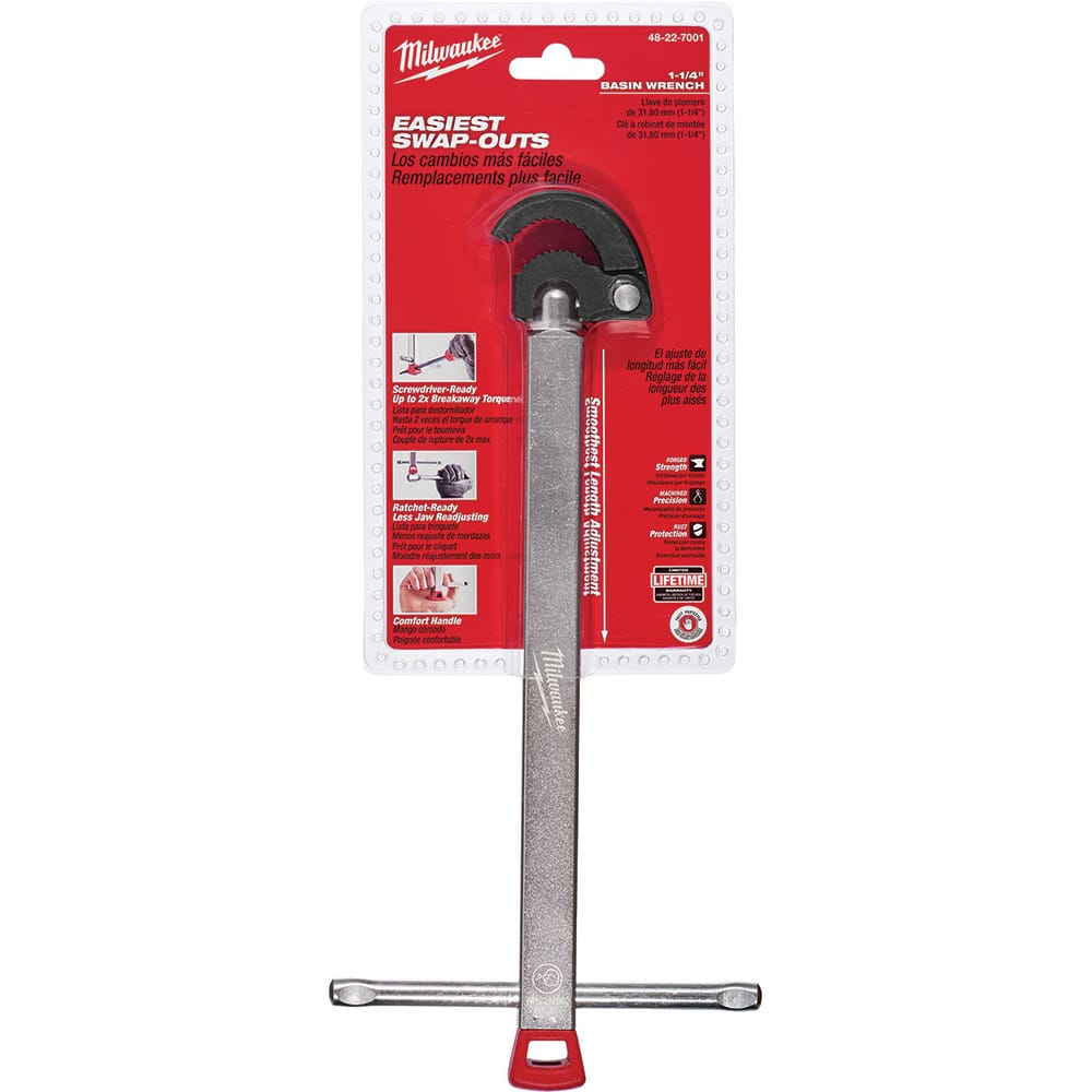 Basin Wrenches; Style: Basin  Wrench; Overall Length (Inch): 14.60; Minimum Pipe Capacity: 1/8; Maximum Pipe Capacity (Inch): 1-1/4; Material: Metal; Material: Metal