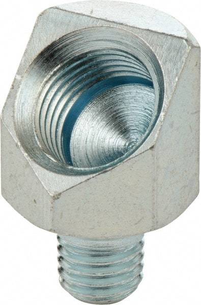 Umeta - 45° Head Angle, 1/4-28 PTF Steel Grease Fitting Adapter - 1/2" Hex, 13/16" Overall Height, Zinc Plated Finish - Eagle Tool & Supply