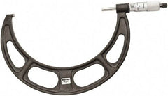 Starrett - 7 to 8" Range, 0.001" Graduation, Mechanical Outside Micrometer - Ratchet Thimble, 4-1/2" Throat Depth, Accurate to 0.0001" - Eagle Tool & Supply