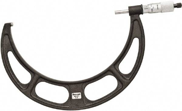 Starrett - 8 to 9" Range, 0.001" Graduation, Mechanical Outside Micrometer - Ratchet Thimble, 5" Throat Depth, Accurate to 0.0001" - Eagle Tool & Supply