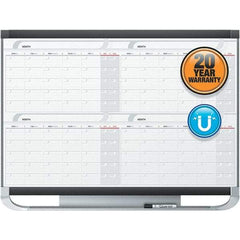 Quartet - 36" High x 48" Wide Magnetic Dry Erase Calendar - Fiberboard Frame, Includes Accessory Tray/Rail, Dry-Erase Marker & Mounting Kit - Eagle Tool & Supply